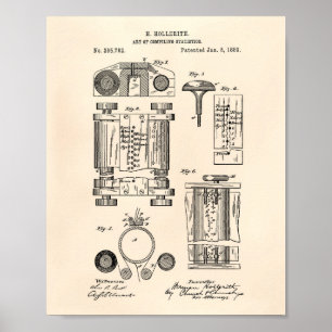 Compiling Statistics 1889 Patent Art Old Peper Poster