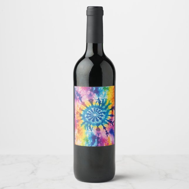 Complementary colours tie dye wine label (Front)