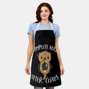Complete and Otter Chaos Funny Cute Sea Otter Pun Apron