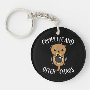 Complete and Otter Chaos Funny Cute Sea Otter Pun Key Ring