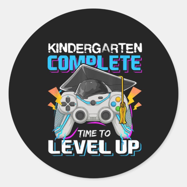 Complete Time To Level Up Video Game Graduation  Classic Round Sticker (Front)
