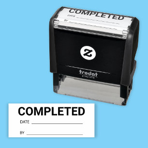 COMPLETED with DATE and BY, or DIY Message Self-inking Stamp