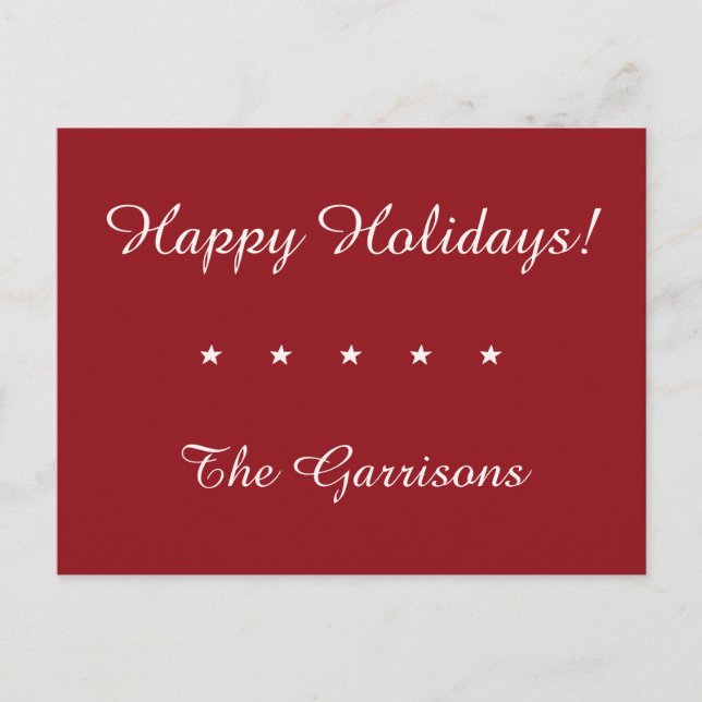 Completely customisable Holidays table cards (Front)