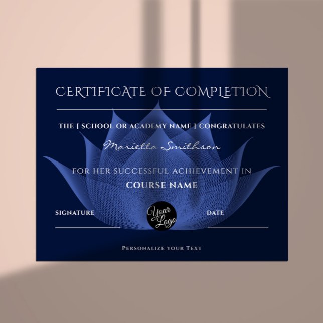 Completion Certificate Lotus Flower For Yoga Reiki (Creator Uploaded)