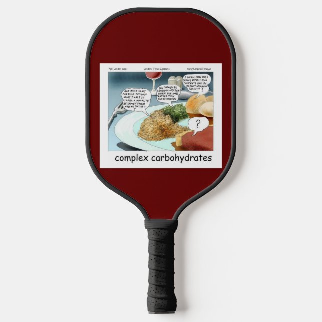 Complex Carbs Funny Philosophy Foodie Cartoon  Pickleball Paddle (Front)