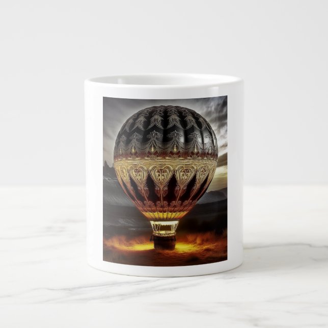 Complex Design On Semi Transparent Hot Air Balloon Large Coffee Mug (Front)