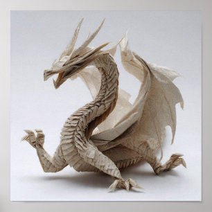 Complex Folded Origami Dragon Fine Art Poster