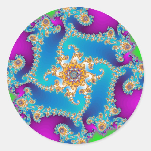Complex Fractal Pattern: Classic Round Sticker (Front)