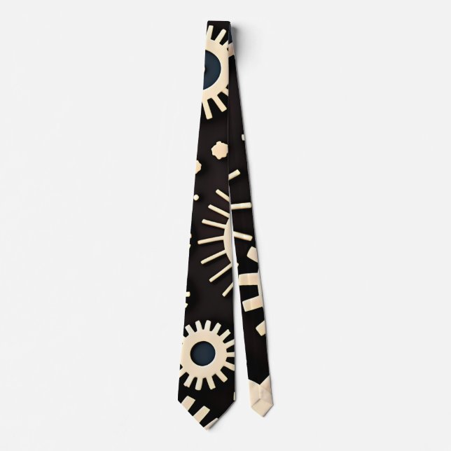 Complex Gears Beige Geometric Pattern Tie (Front)