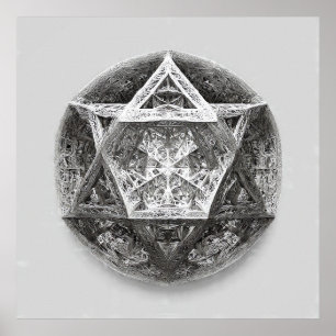 Complex Geometric Line Art: Icosahedron Infinity Poster