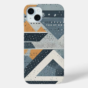 Complex geometric shapes in grey iPhone 15 mini case