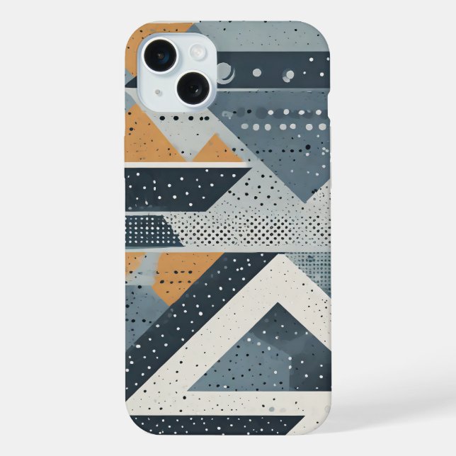 Complex geometric shapes in grey iPhone case (Back)