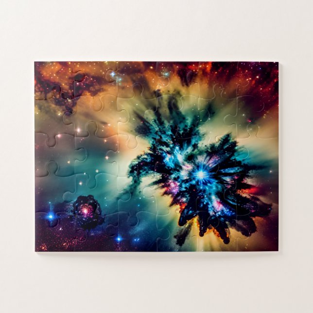 Complex indigo cosmic star bright colours universe jigsaw puzzle (Horizontal)