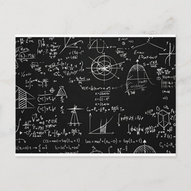Complex Math & Physics Blackboard Equations Design Postcard (Front)