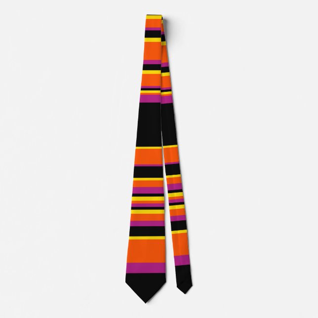 Complex Stripes - Black, Pink, Orange and Yellow Tie (Front)