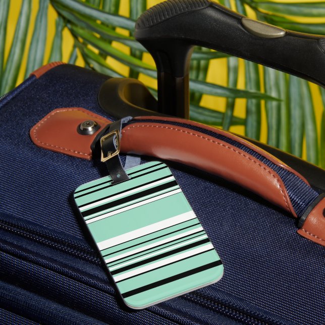 Complex Stripes - Green (Mint) Luggage Tag (Front Insitu 1)
