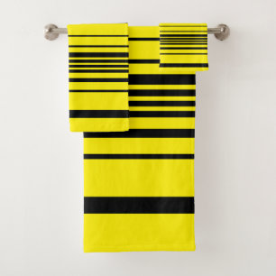 Complex Stripes in Black and Yellow Bath Towel Set