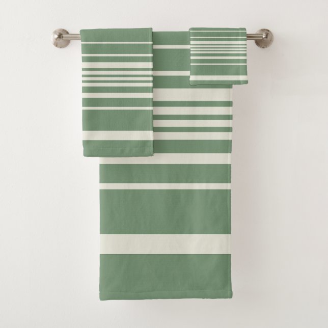 Complex Stripes in Green Bath Towel Set (Insitu)