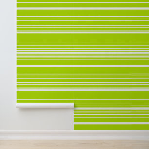 Complex Stripes in Lime Green and White  Wallpaper