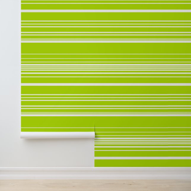 Complex Stripes in Lime Green and White  Wallpaper (Application)
