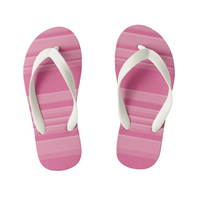 Complex Stripes in Pink Kid's Flip Flops (Footbed)