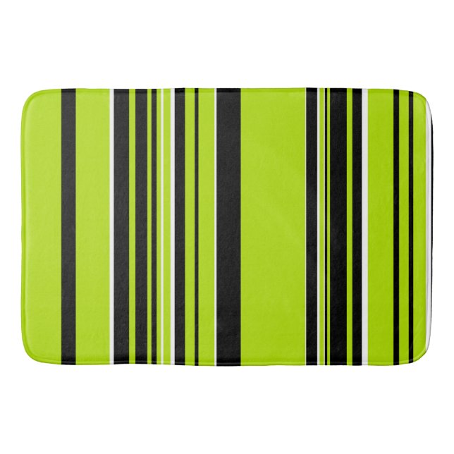 Complex Stripes - Lime Green Bath Mat (Front)
