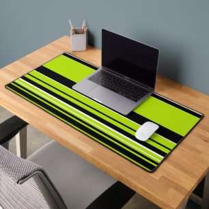 Complex Stripes - Lime Green Desk Mat