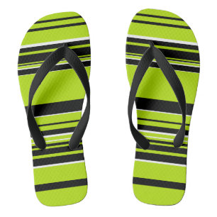 Complex Stripes - Lime Green Flip Flops