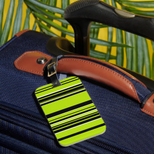 Complex Stripes - Lime Green Luggage Tag