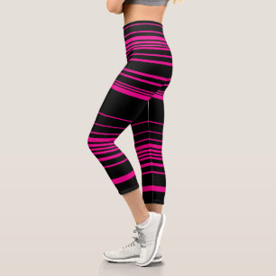 Complex Stripes - Magenta and Black Capri Leggings