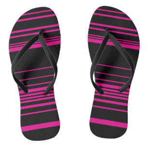 Complex Stripes - Magenta and Black Flip Flops