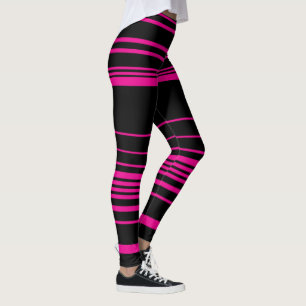 Complex Stripes - Magenta and Black Leggings