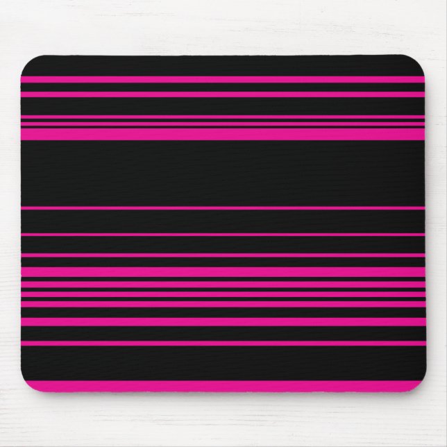 Complex Stripes - Magenta and Black Mouse Mat (Front)