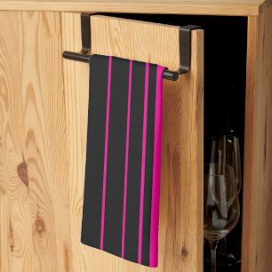 Complex Stripes - Magenta and Black Tea Towel