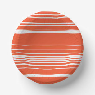 Complex Stripes - Orange and White Paper Plate