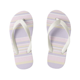 Complex Stripes - Pastel Pink, Yellow and Purple Kid's Flip Flops
