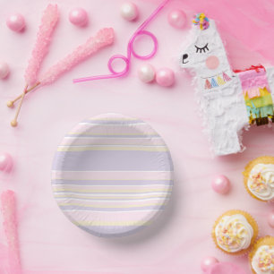 Complex Stripes - Pastel Pink, Yellow and Purple Paper Plate