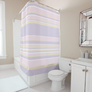 Complex Stripes - Pastel Pink, Yellow and Purple Shower Curtain