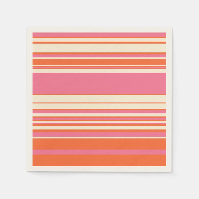 Complex Stripes - Pink, Orange and Cream Napkin (Front)