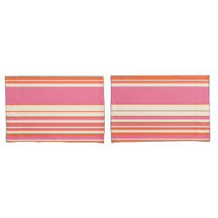 Complex Stripes - Pink, Orange and Cream Pillowcase