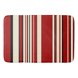 Complex Stripes - Red & Cream Bath Mat