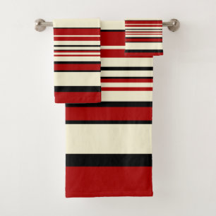 Complex Stripes - Red & Cream Bath Towel Set