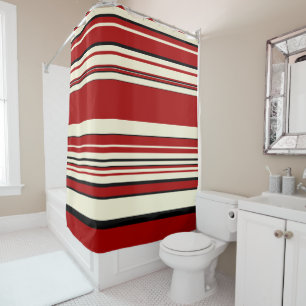 Complex Stripes - Red & Cream Shower Curtain