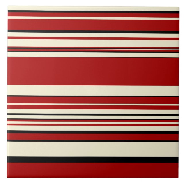 Complex Stripes - Red & Cream Tile (Front)