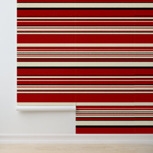 Complex Stripes - Red & Cream Wallpaper