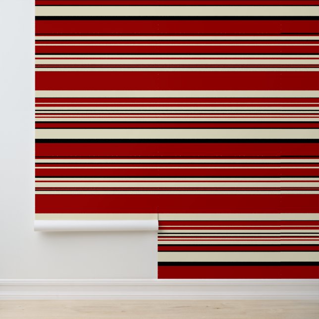 Complex Stripes - Red & Cream Wallpaper (Application)