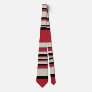 Complex Stripes - Red, Grey, Black and Bone White Tie