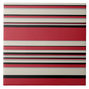 Complex Stripes - Red, Grey, Black and Bone White Tile