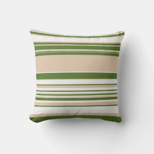 Complex Stripes - White, Sand and Palm Green Cushion