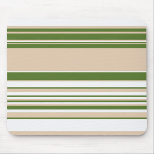Complex Stripes - White, Sand and Palm Green Mouse Mat